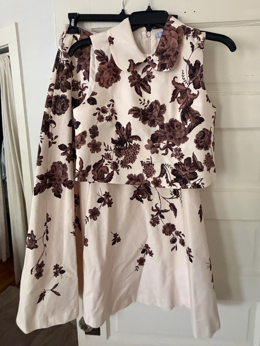 ANTONIO MELANI Cream Two-Piece Floral Midi Set - Picture 3 of 6